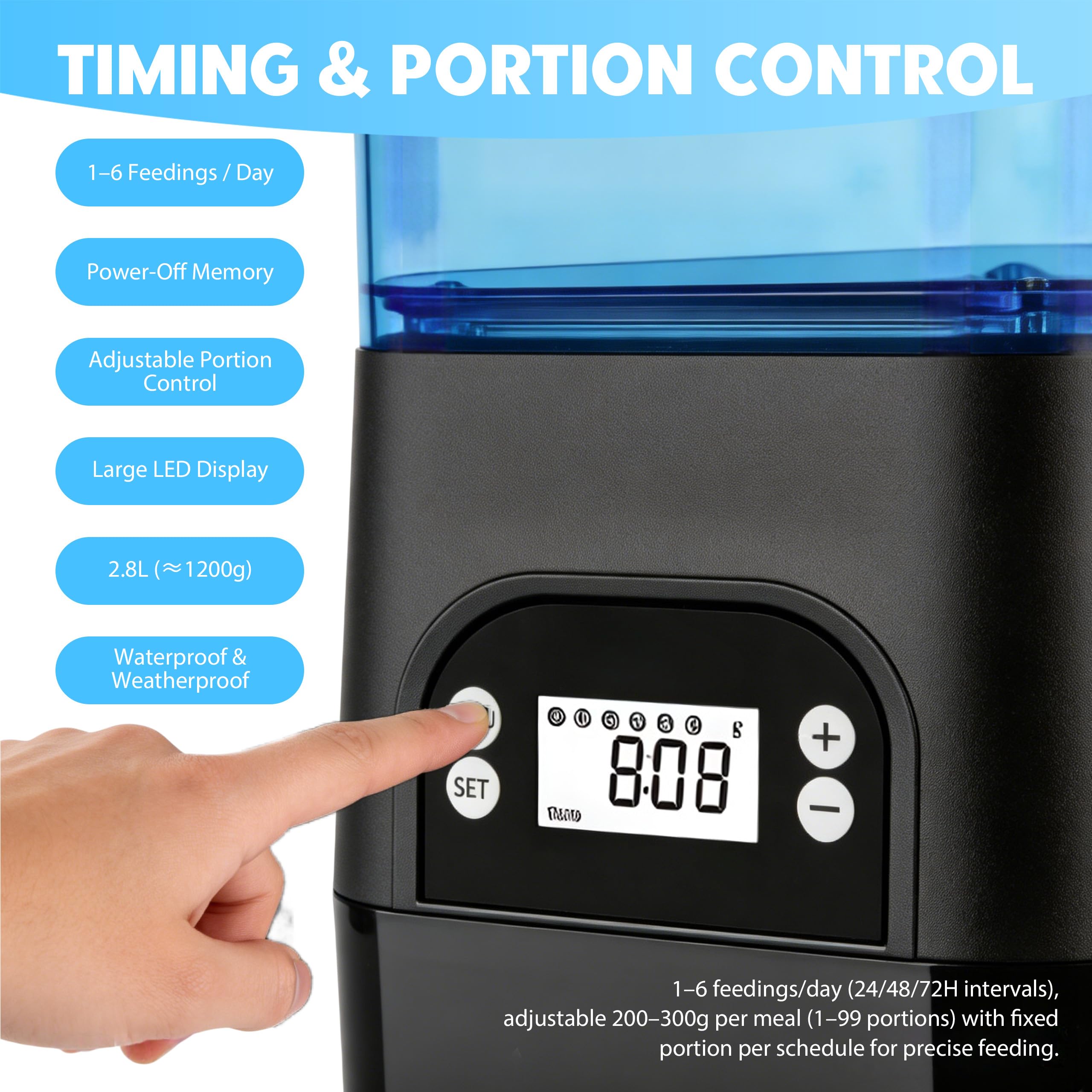 Comedero automático para Estanque 2,8 L Resistente a la Intemperie