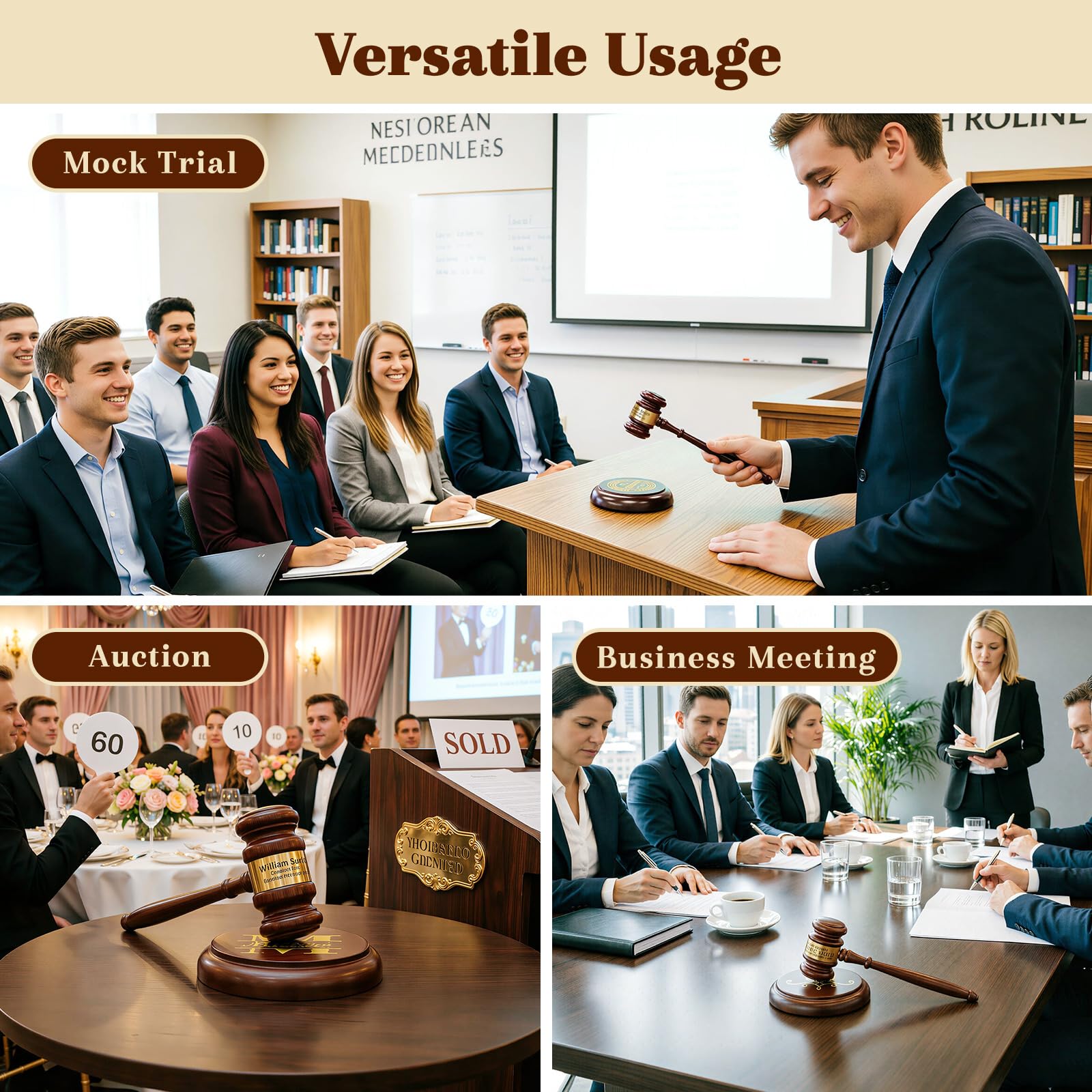 Martello da giudice personalizzato con blocco sonoro, set in legno inciso con nome e testo. Regalo per avvocati, giudici, presidenti, pensionamento, diploma di legge, compleanno, Natale.