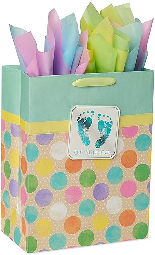 American Greetings Bolsa grande de 13 pulgadas con papel de seda, dedos pequeños (1 bolsa, 8 hojas)