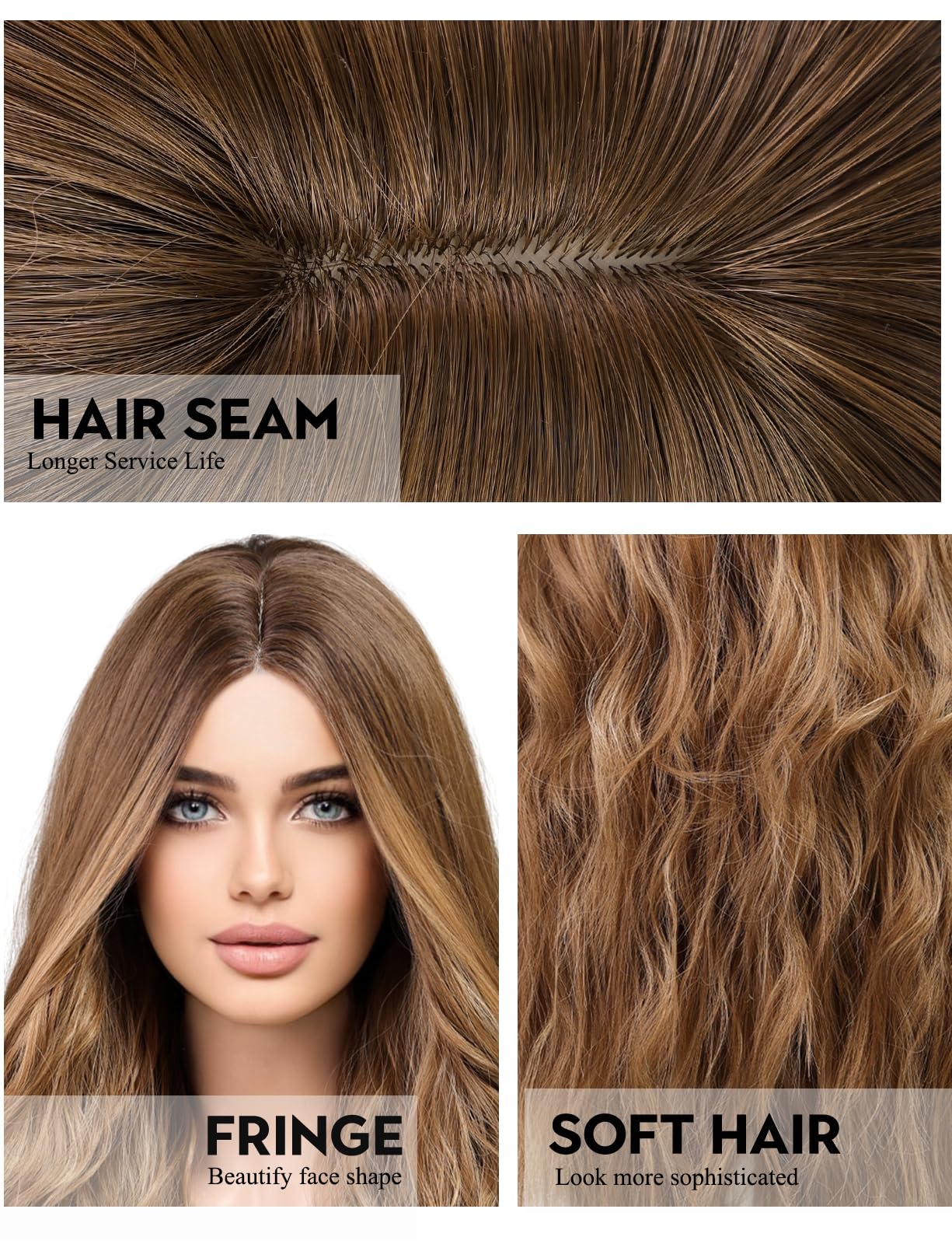 WOKESTAR Long Brown Wavy Wigs for Women Synthetic Wig for Party - Image 4