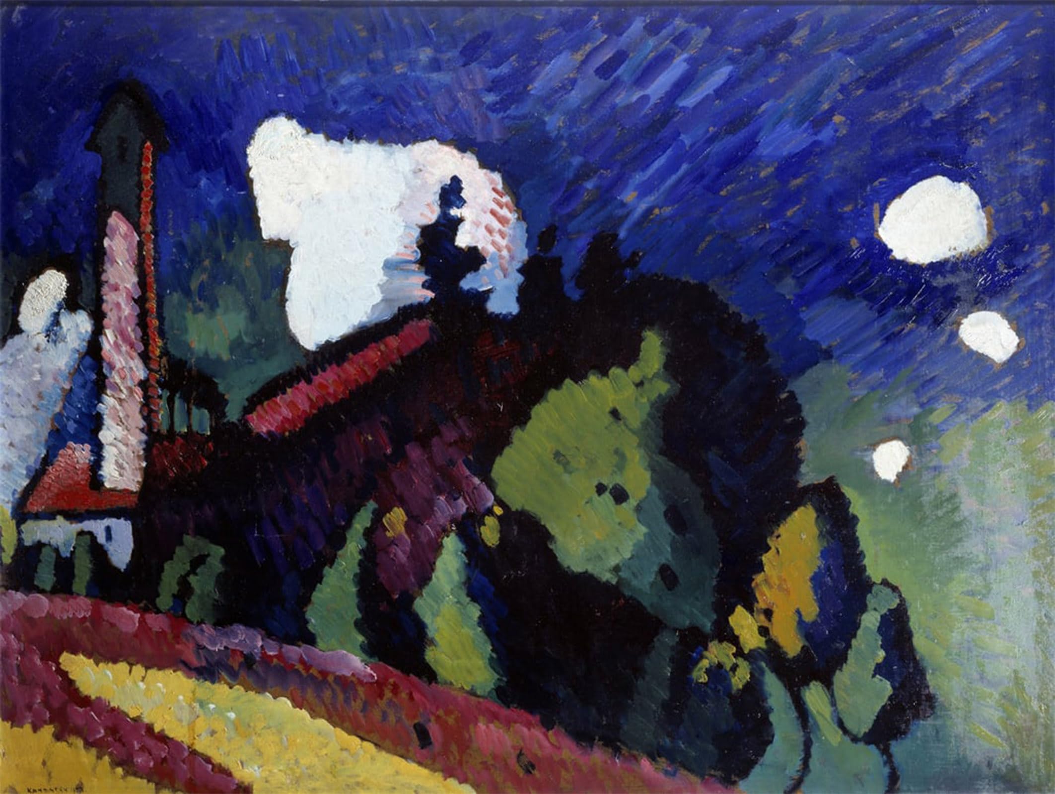 POSTERIIk Vintage Art Print Images Pictures Print Landscape At the Tower by Wassily Kandinsky Modern Colour Posters for Office Home Decor 60x90cm