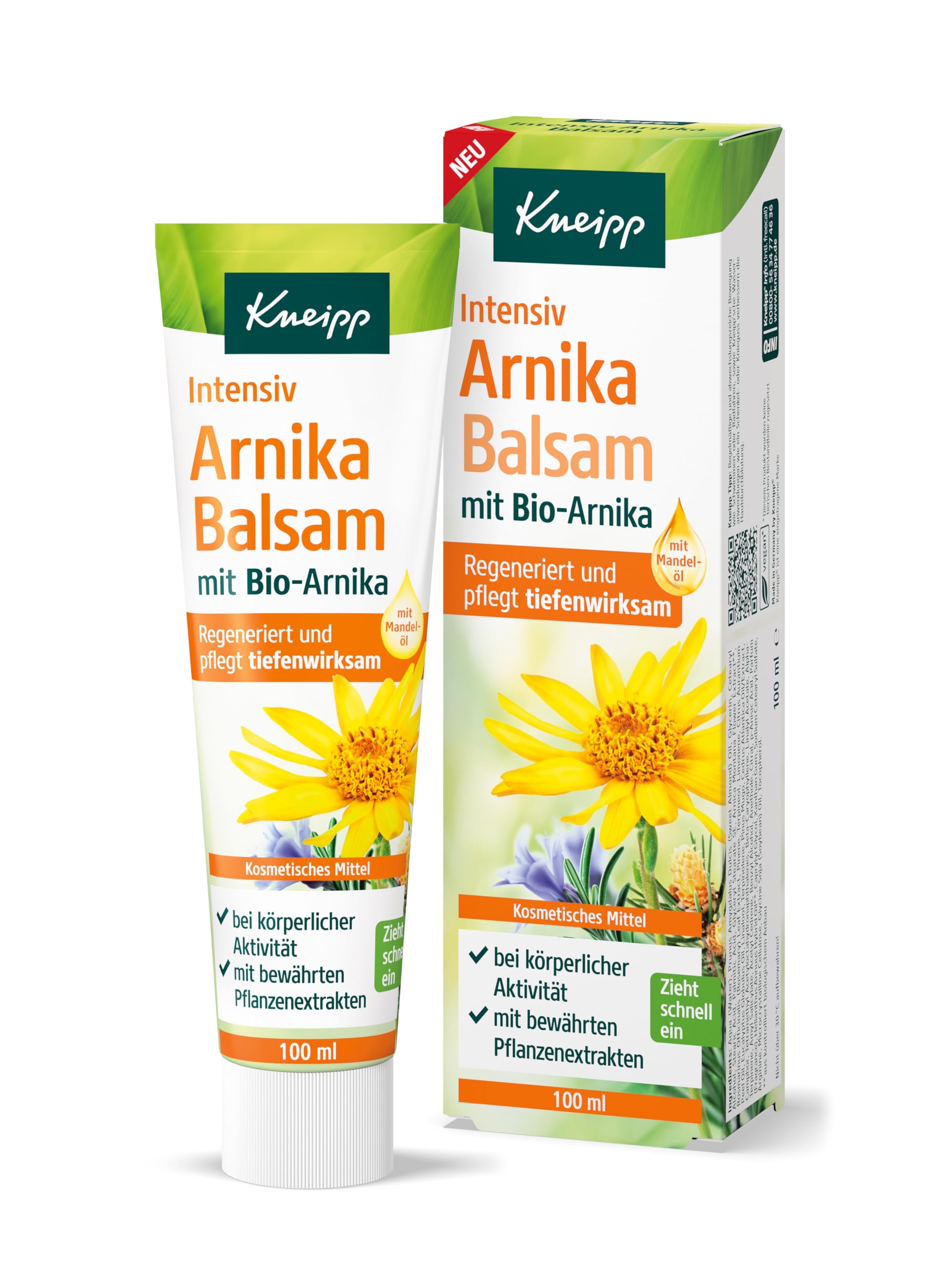 Kneipp Intensiv Arnika Balsam - vitalisierend und regenerierend - ideale Intensivpflege nach körperlicher Anstrengung - von Physiotherapeuten empfohlen - Bio-Arnika - 100ml
