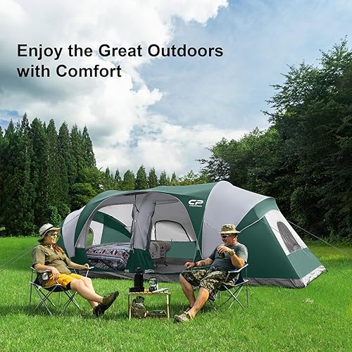 Miniatura 6 de CAMPROS CP Tienda de campaña para 12 personas, tiendas de campaña familiares de 3 habitaciones, tienda familiar impermeable y resistente al viento