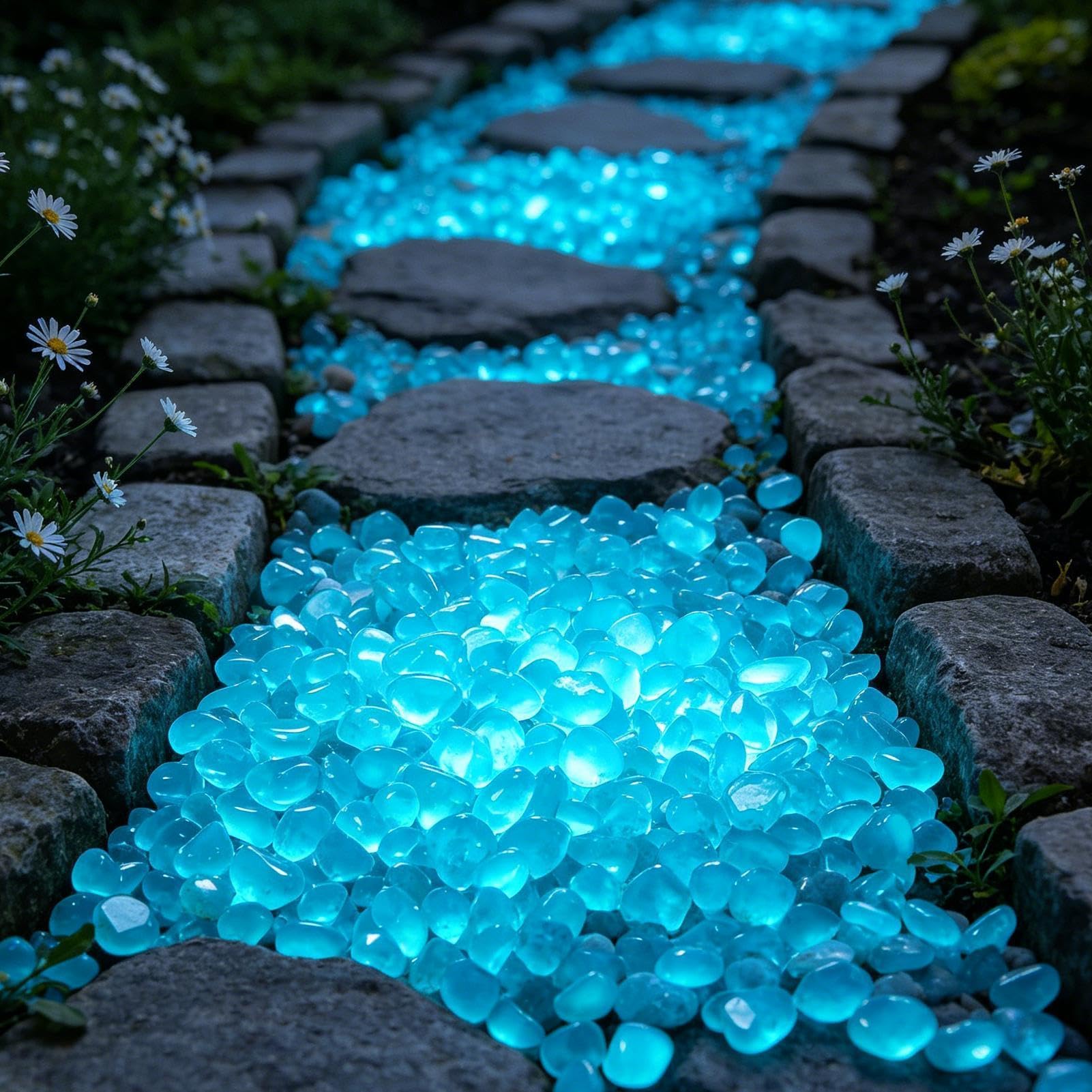 Pietre luminose da giardino - Pietre di ciottoli luminosi da 300 pezzi | Ciottoli decorativi in ​ ​resina da 0,19 pollici per passerella cortile giardino fatato acquario acquario patio spiaggi