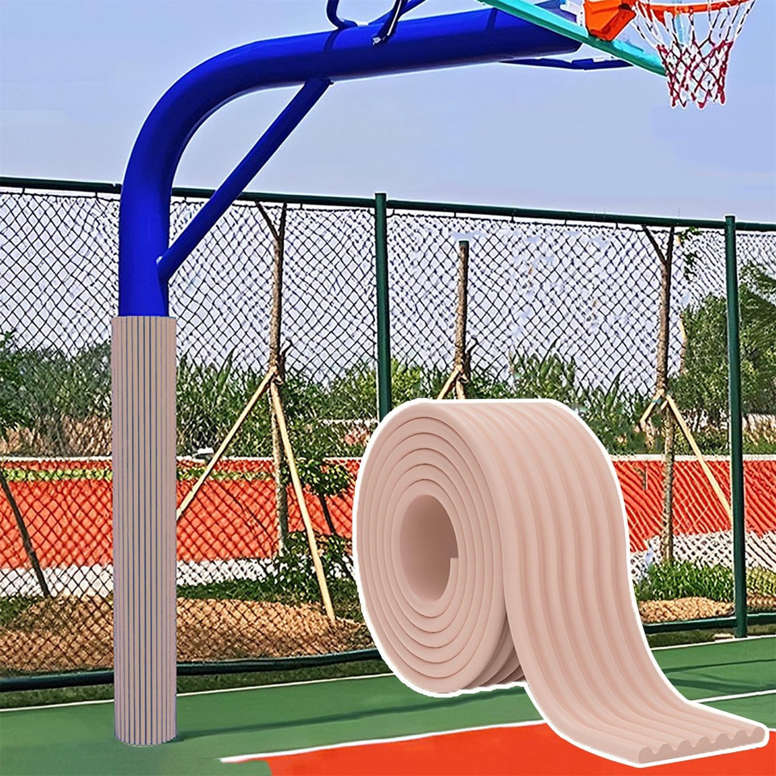 IEOWY Basketball Pole Protector Padding, Safety Post Pads for Basement, Garage, Self-Adhesive Basketball Pole Padding, Anti-collision, Waterproof,B-200cm