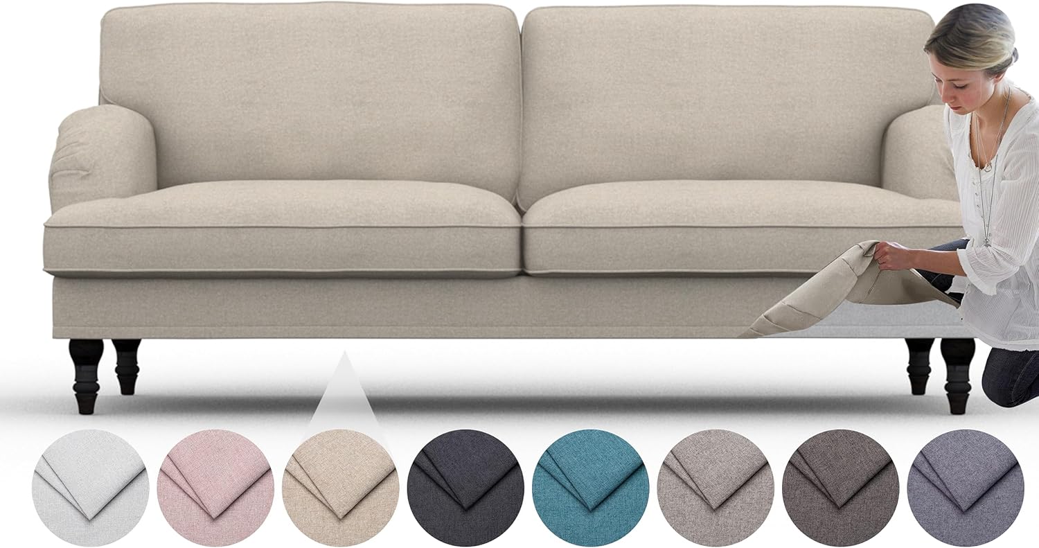 comfortly | Cover for Stocksund 3 Seat Sofa, Replacement Slipcover, Heavy Duty 7 pcs Cover, Pets and Stain Proof Durable Nano-Tech Fabric, Easy to Clean & Replace (Cashmere Blends - Beige)