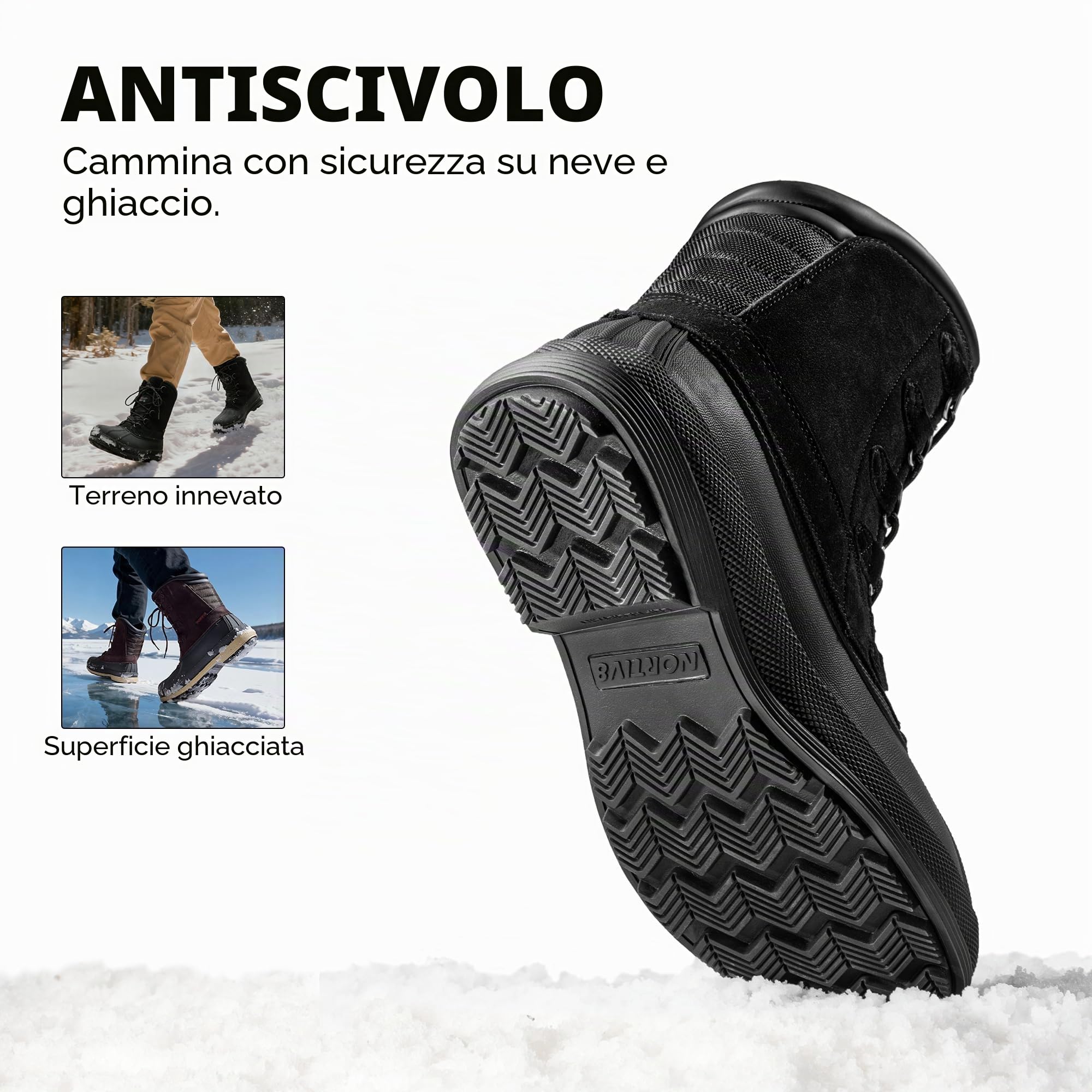 NORTIV 8 Stivali Neve Uomo Impermeabili | La soletta traspirante e la pelle scamosciata impermeabile offrono comfort e protezione fino a -25F
