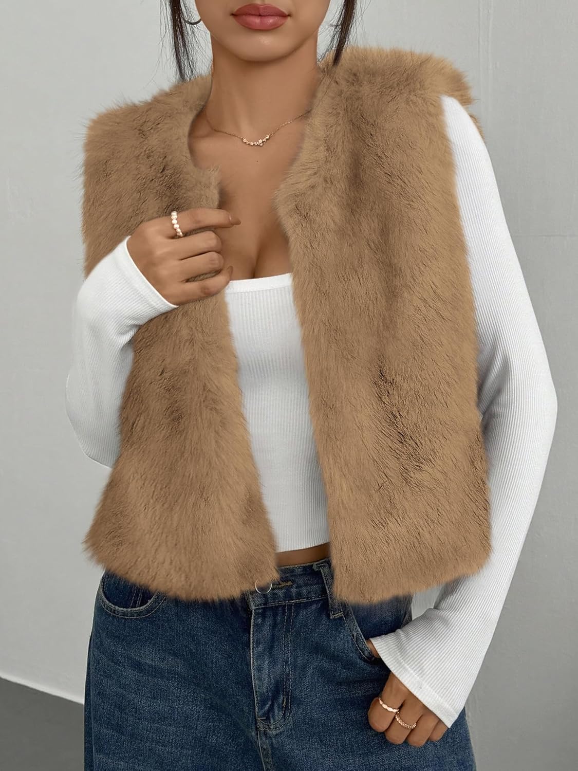 BTFBM Faux Fur Vest Women Fall Fashion 2026 Sleeveless Fuzzy Jacket Fluffy Coats Winter Clothing Furry Outerwear Vests - Image 5