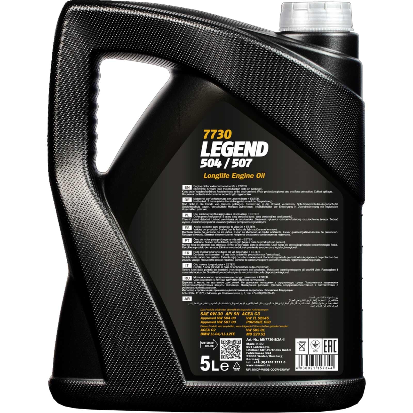 SCT Mannol 2x Motoröl (5 L) | MN7730-5, 5L Mannol Legend 504/507 0W-30, Mannol 7730 Legend 504/507 0W-30