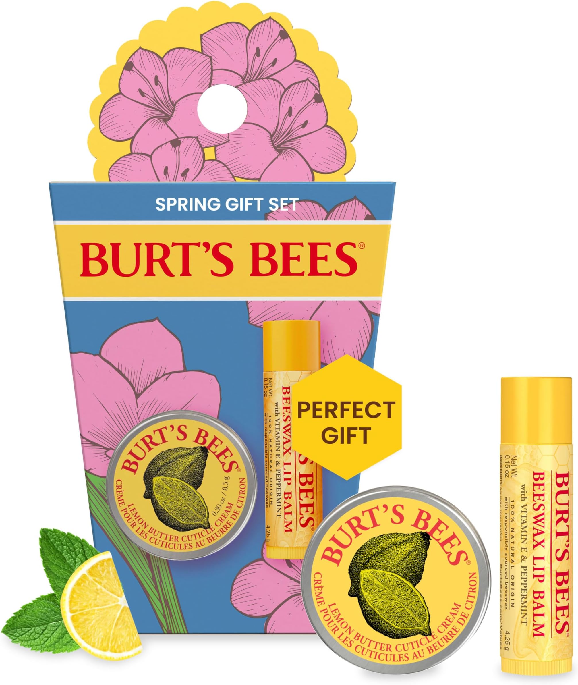 Gifts Ideas - Spring Surprise Set, Original Beeswax Lip Balm and Lemon Butter Cuticle Cream, Natural Origin Lip Moisturizer With Responsibly Sourced Beeswax, 2 Count