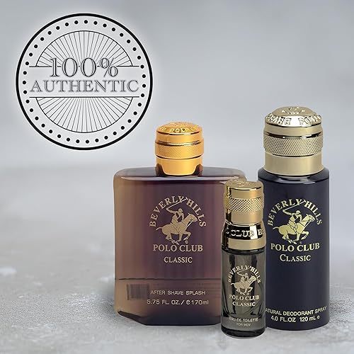Miniatura 7 de Beverly Hills Polo Club BHPC Colección de fragancias clásicas para hombre, set de regalo de 3 piezas con Eau de Toilette, desodorante corporal en