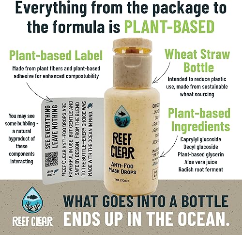 Miniatura 4 de Reef Clear Anti-Fog Mask Drops  Sin desgarros, desempañador seguro para arrecifes para máscaras de esnórquel y buceo  1.0 fl oz  Biodegradable,