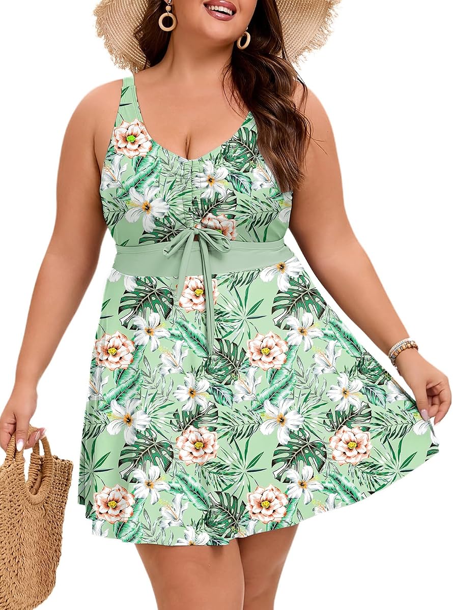 Traje de baño Arolina talla extra para mujer de cintura alta con control de barriga Trajes de baño Tankini Trajes de baño de dos piezas con pantalón corto de niño