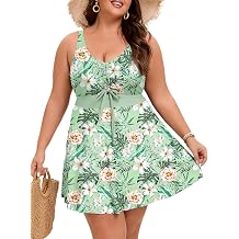 Arolina Plus Size Swimdress for Women High Waisted Tummy Control Tankini Bathing Suits Two Piece Swimsuits with Boyshorts