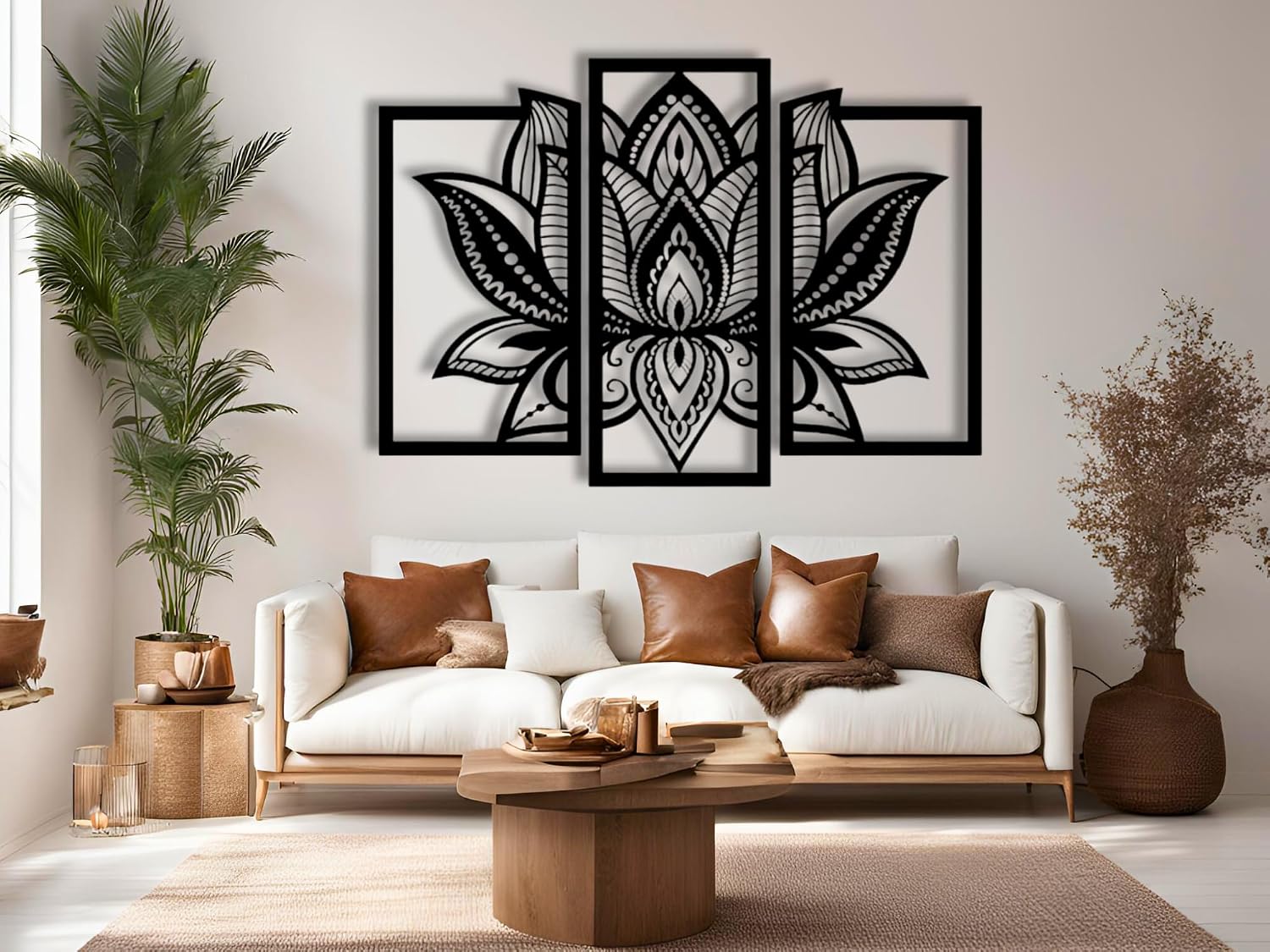 Vailla Wood Wall Art Decor Wall Hanging Sculpture Modern Home Decoration 3 Panels Nature Wall Hangings Large Wooden Wall Arr 3D Textured Sculptures for Living Room Bedroom Office Dinnig Room