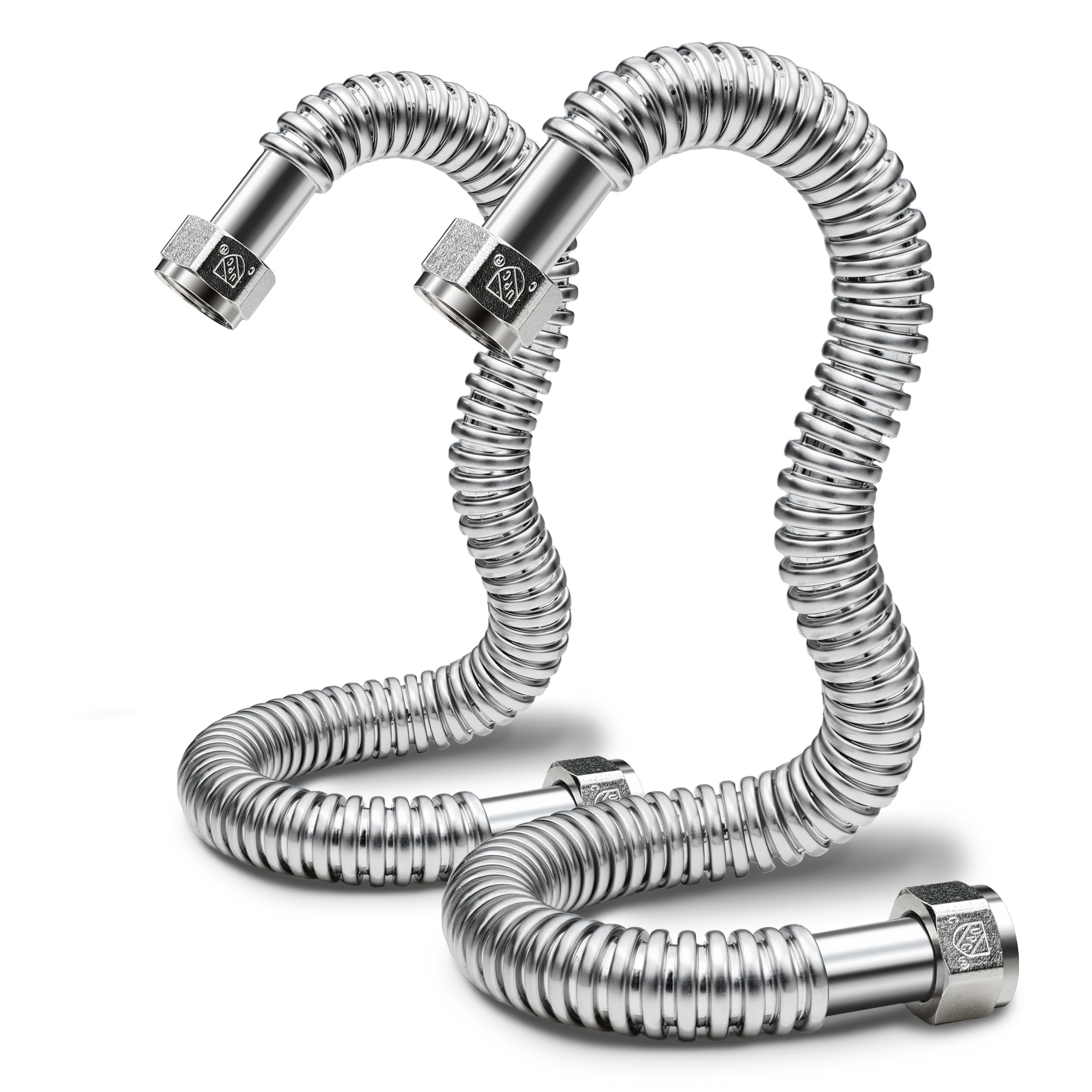 Stainless Steel Corrugated Water Heater Connector Flexible for Water Heater Water Softener,3/4" FIP x 3/4" FIP, 18" Length (2 Pack)