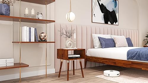 Miniatura 212 de Bme Dinkee - Base de cama de tamaño matrimonial sin cabecera, 15 pulgadas, minimalista y moderna, madera de acacia, 12 listones de madera para