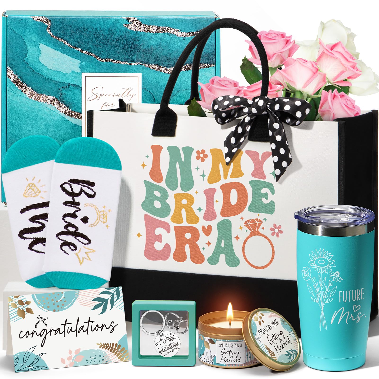 Bridal Shower Gifts Bride Gifts for Bride to Be, Wedding Gifts Bachelorette Gifts for Bride Future Mrs, Bachelorette Party Favors Engagement Gifts for Her Women Fiancee w/ Canvas Tote Bag Tumbler