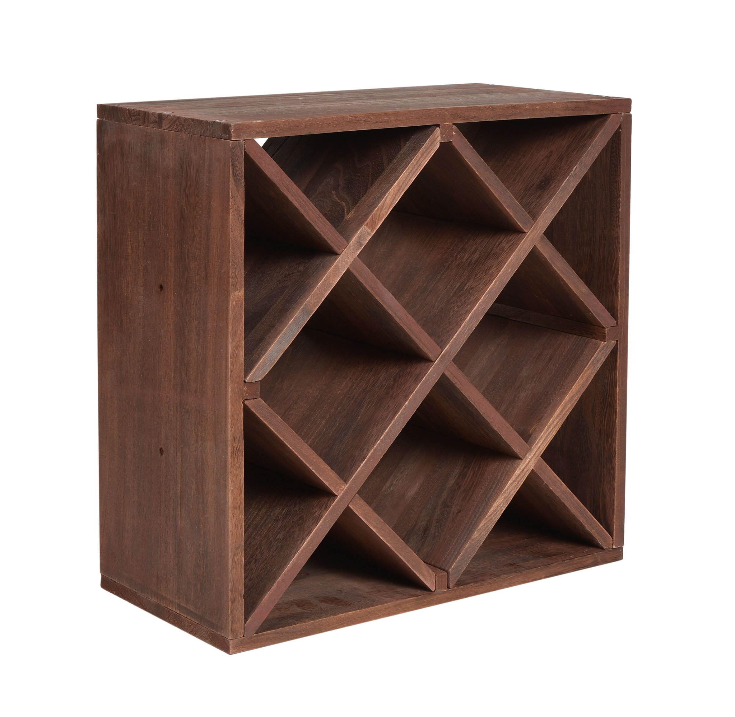 ts-ideen scaffalatura cubica per bottiglie di vino, impilabile, colore: marrone scuro, Legno, Dunkelbraun, Weinregal 4 x X