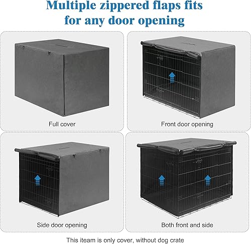Miniatura 4 de Deblue Cubierta para Jaula de Perro Interior Gris, Cubiertas de Jaula para Mascotas de Poliéster con Privacidad Ajuste Universal para Jaula de