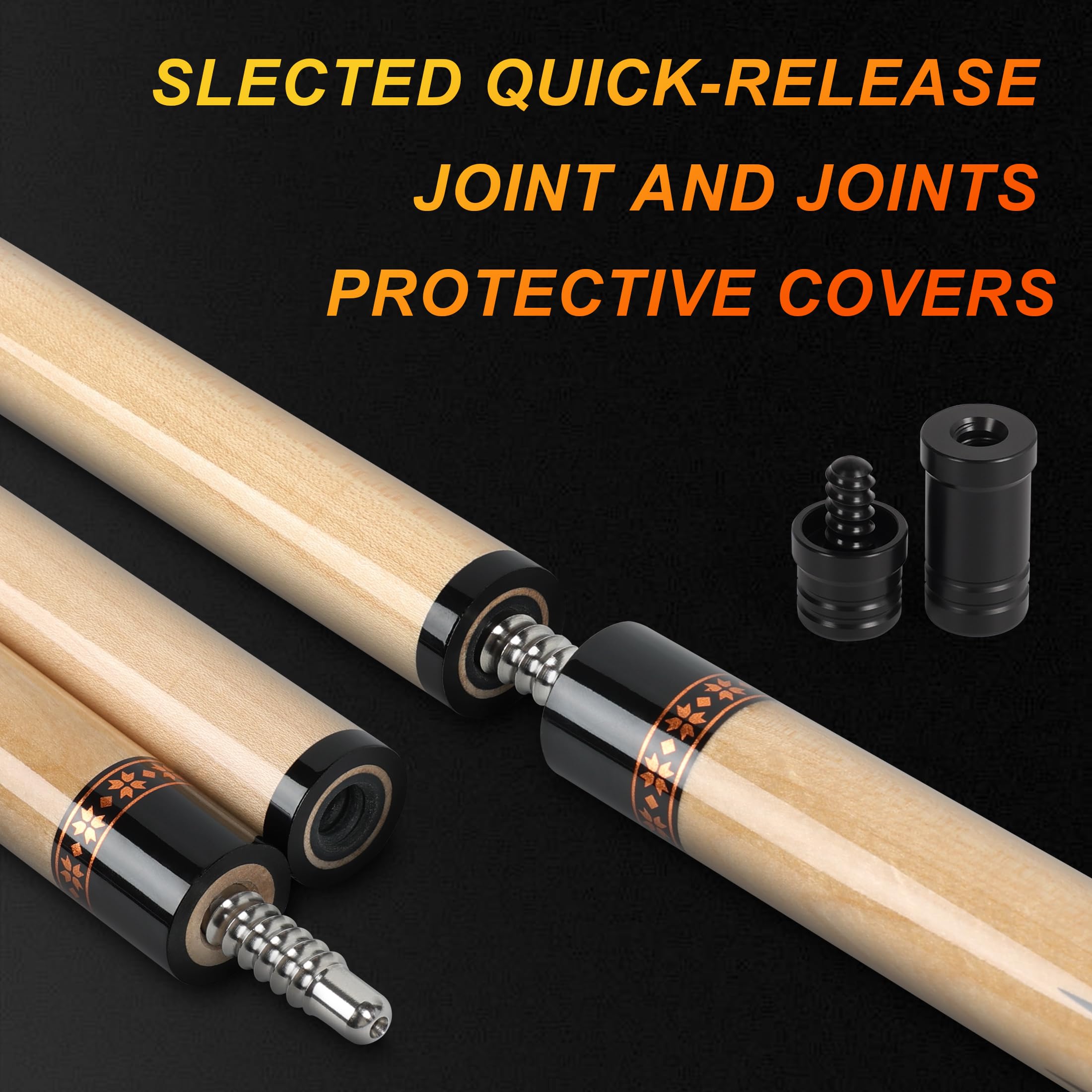 AKLOT Pool Queue, Billard Queues 58" Queue Sticks Pool Cue Erwachsene Kanadischer Ahornholz Queue Stick Pool Cues für Professionelle Billardspieler 18 19 20 21 oz