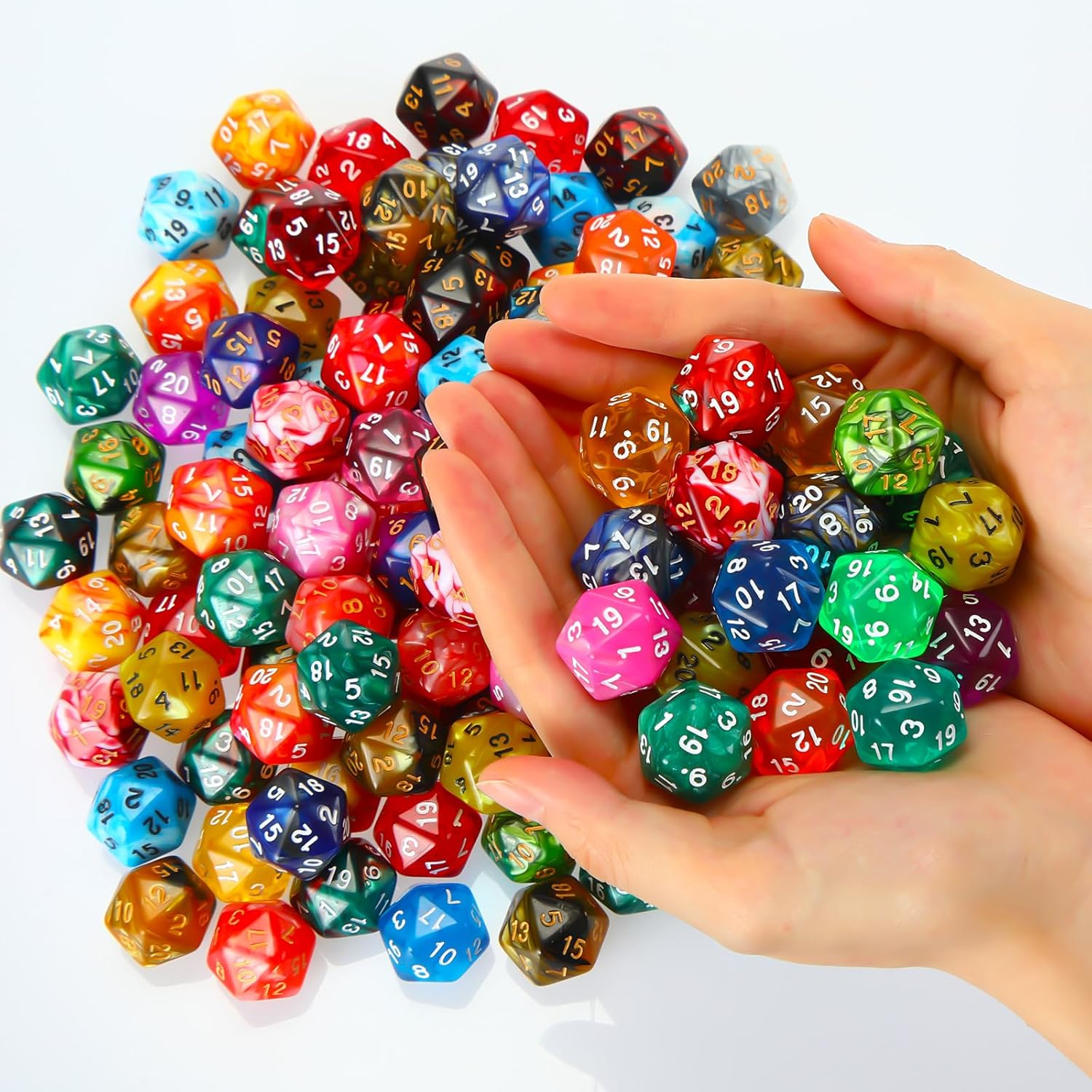 Skylety 200 Pieces Polyhedral Dice Sets with Black Pouch Compatible with RPG MTG Tabletop Role Playing Table Games Multi Colored Assortment (20 Sided Style)