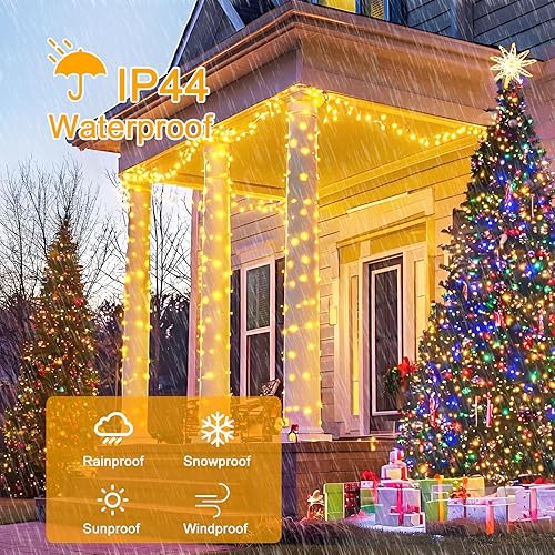 Miniatura 4 de Guirnalda de luces LED inteligentes, 500 LED, 164.0 ft, luces de Navidad impermeables con control remoto, blanco cálido y color, múltiples modos,