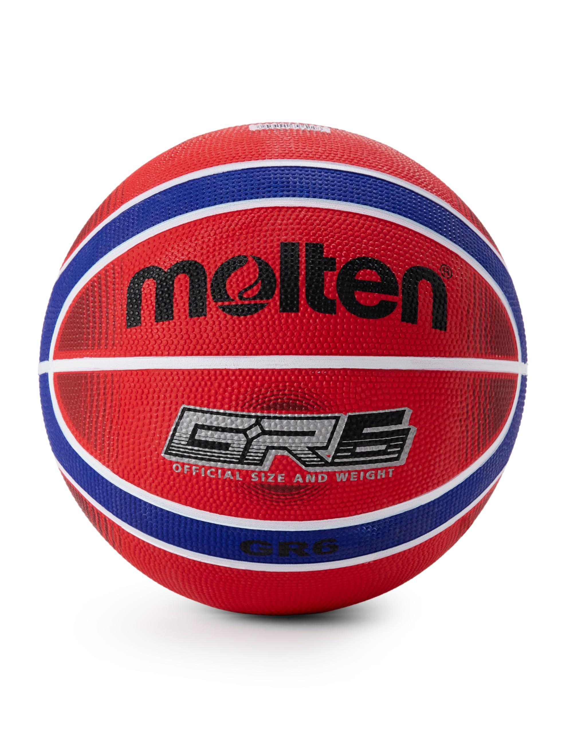 Premium 12 Panel Design Rubber Basketball, Red/Blue, Size 6