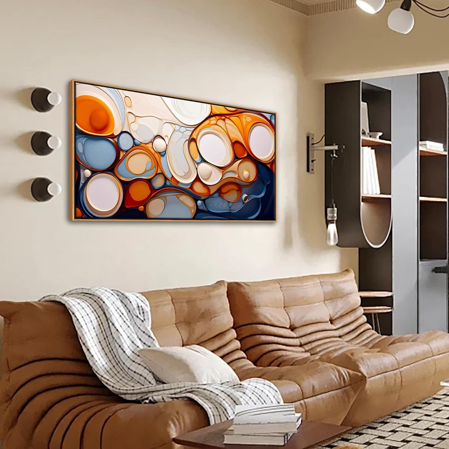Large Framed Wall Art Living Room Wall Decor Framed Abstract Canvas Wall Art Bedroom Wall Decor Above Bed Office Decorations for Work Modern Artwork Wood Frame