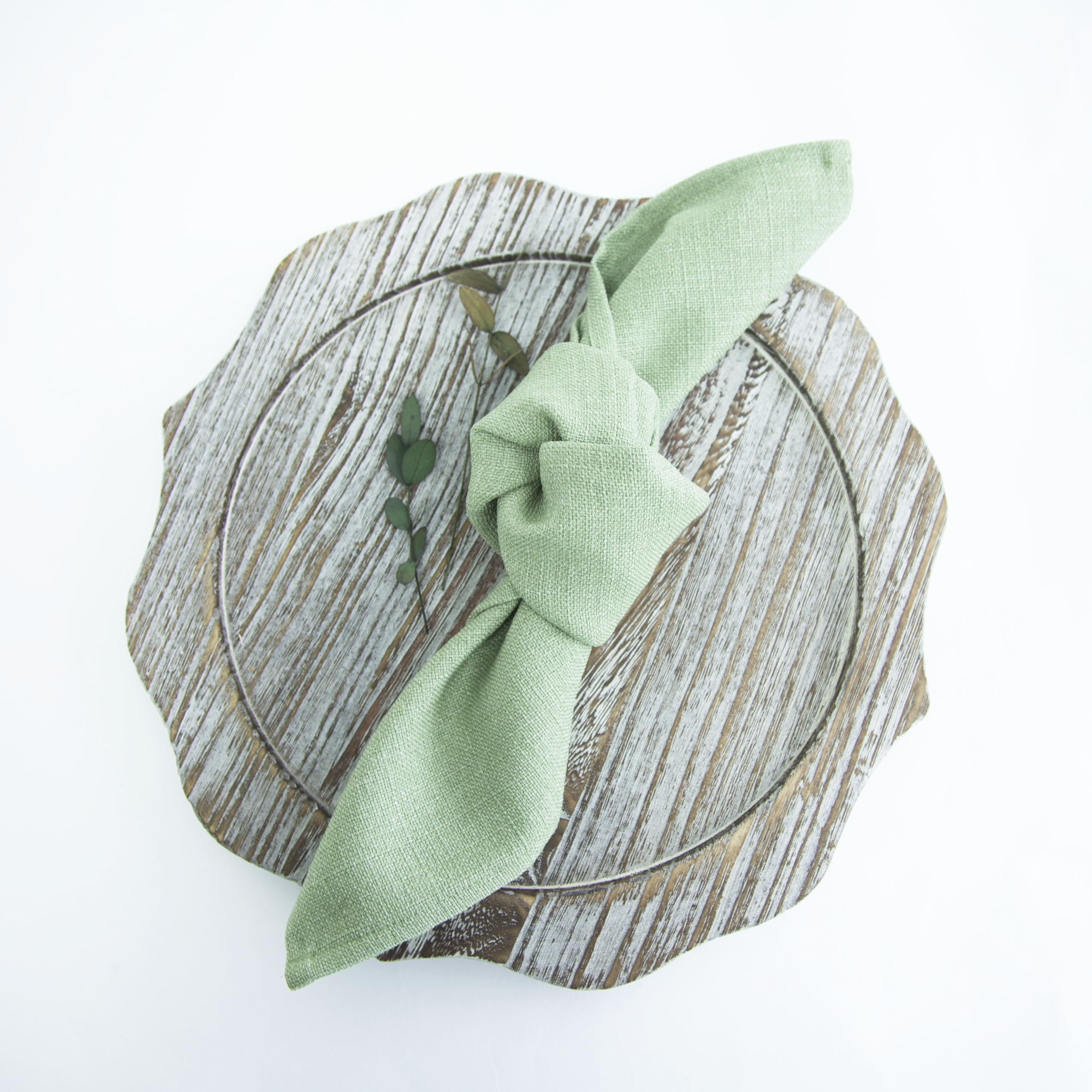 Decor Essentials Sage Linen Rustic Napkins Urbane Tableware Party Wedding Event Table Setting Decorations (Sage)