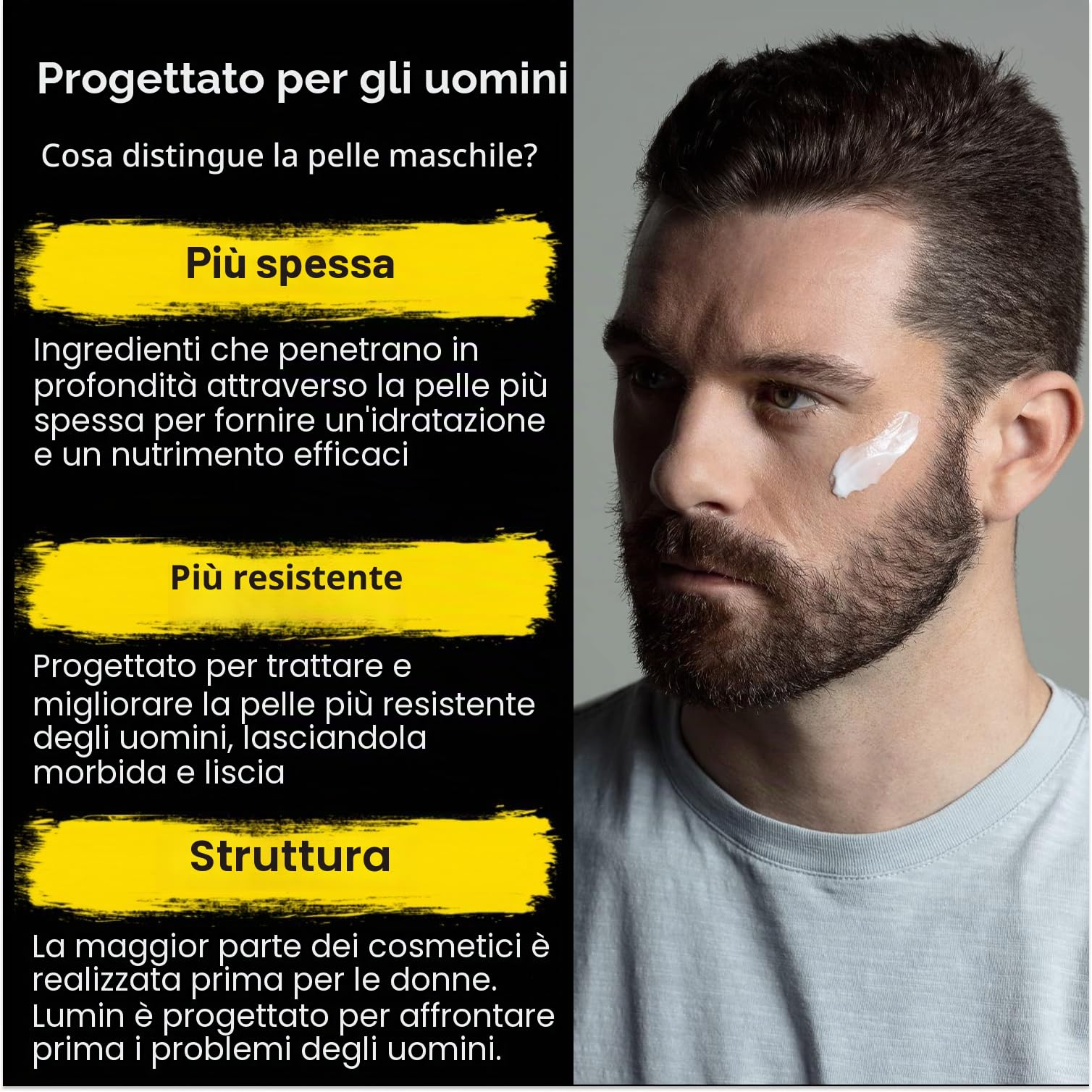 Lumin - No Baggage Trio - Kit per la cura della pelle da uomo - Dark Circle Defense, Charcoal Cleanser, Moisturizer - Aiuta con occhi stanchi, macchie scure, pelle irregolare e opaca - 2 mesi di