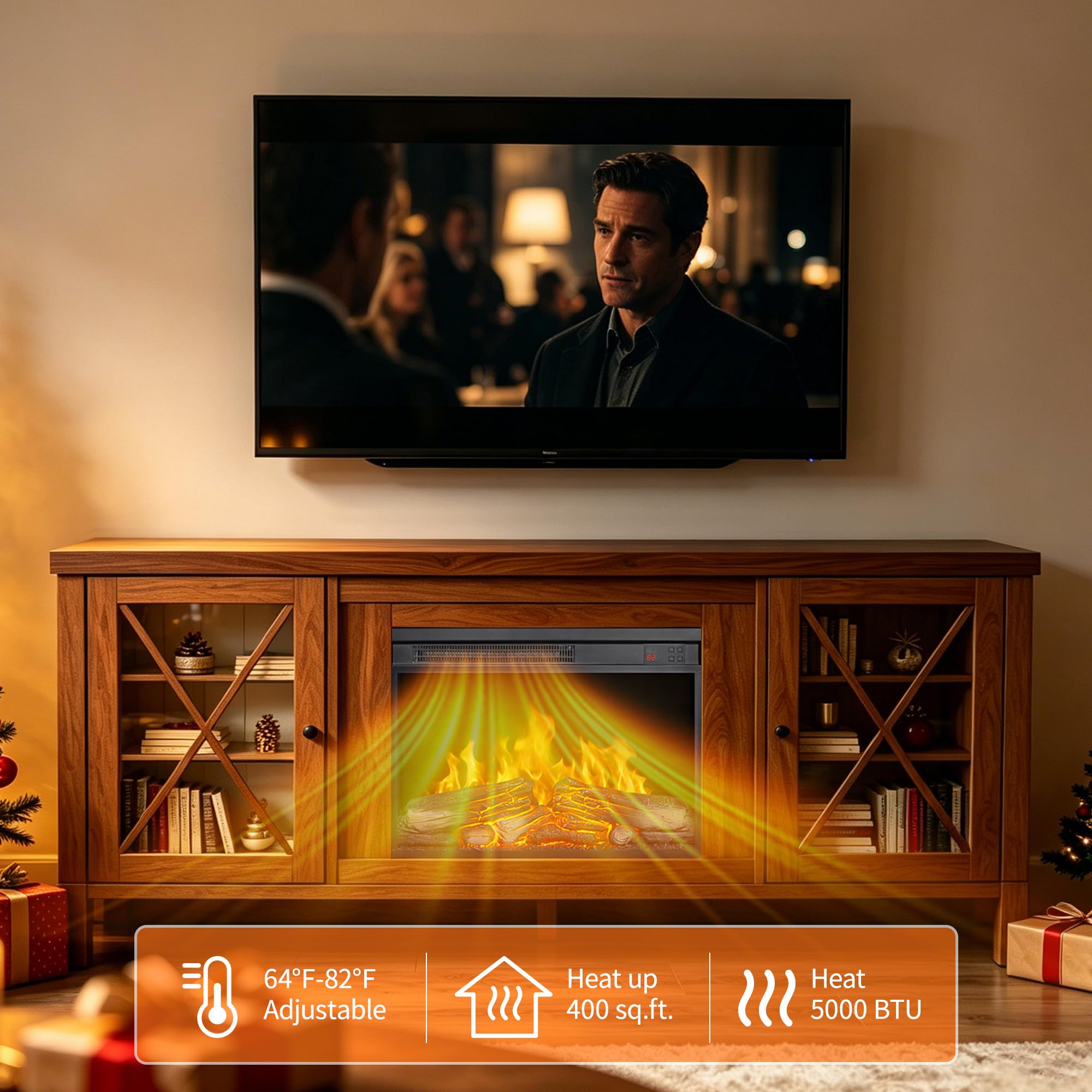 23 Electric Fireplace Realistic Flame & Logs Adjustable 4 Flame Brightness Fireplace Insert with Remote 8H Timer Overheating Protection 1400W23 W X 17 316 H product thumbnail 7