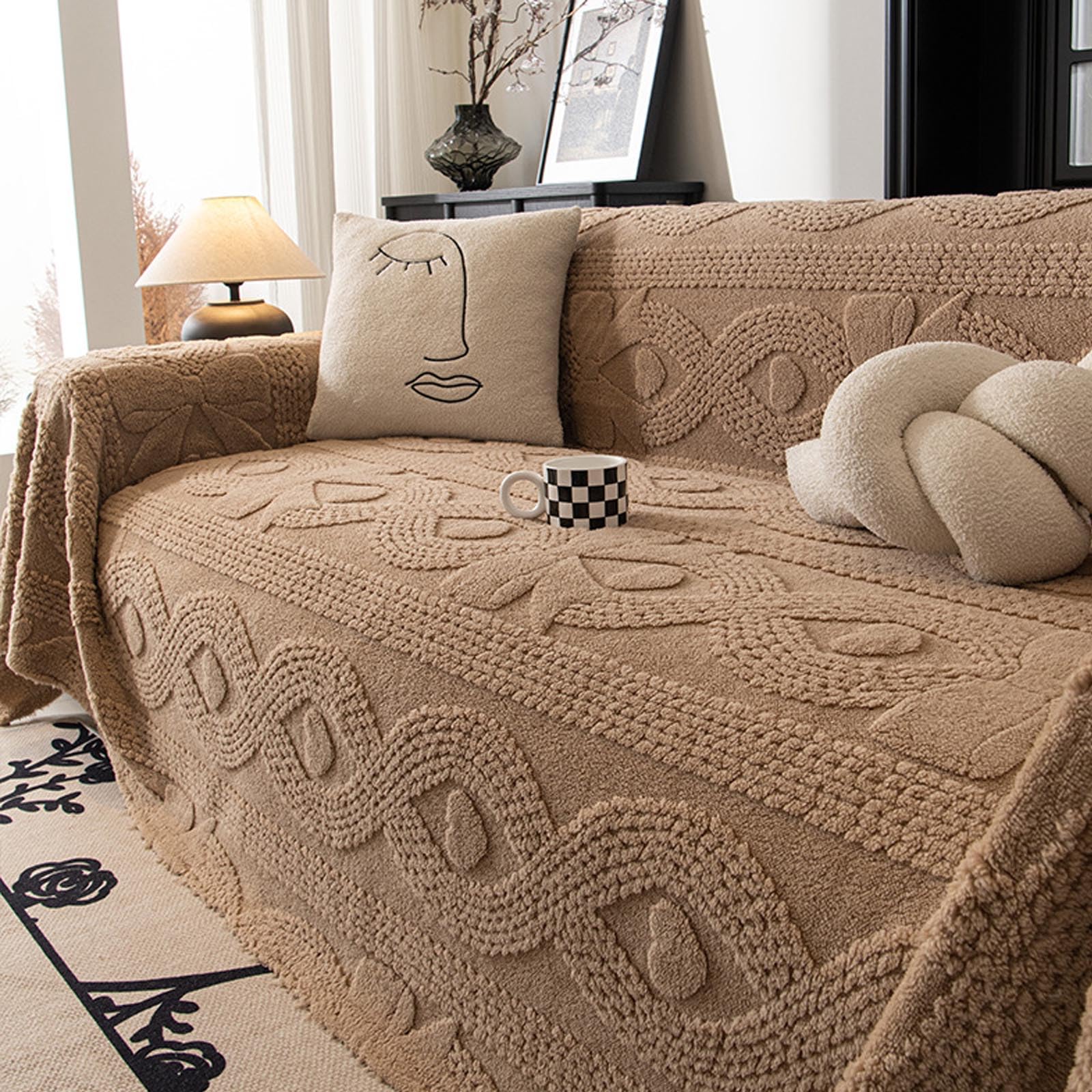 Couvercle de canapé en velours coton Soft Shu pour un intérieur cosy