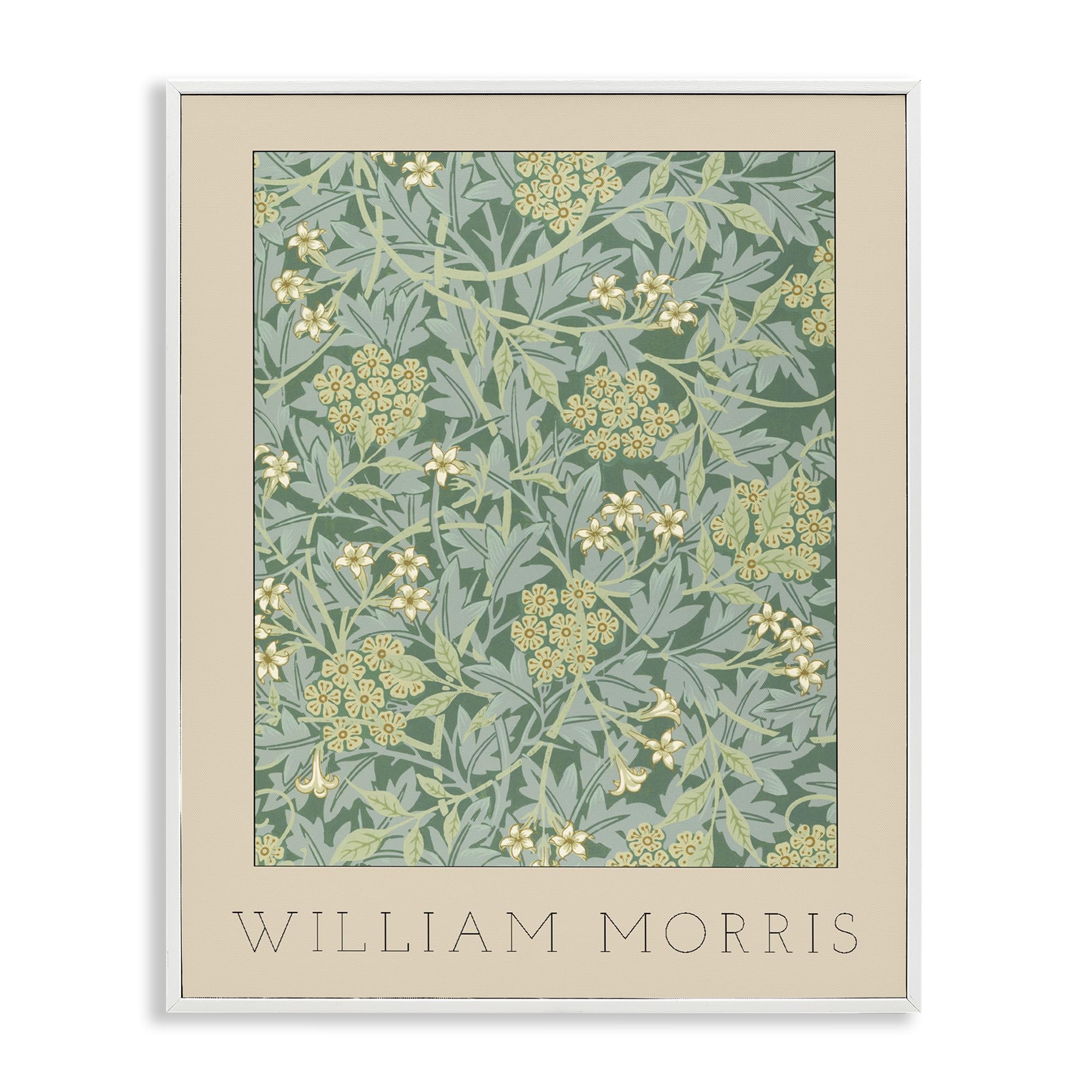Stupell Industries 'William Morris Green Tones', Framed Giclee Art, White, 16 x 20 Inches, Easy to Hang and Sturdy, Made in USA, by Lil' Rue