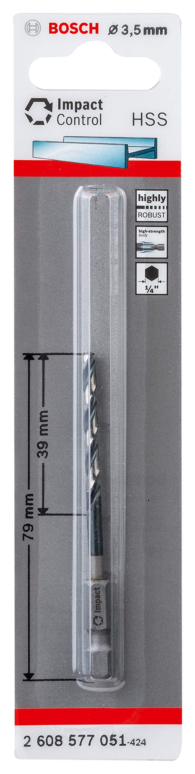 Bosch Accessories Impact Control HSS spiral matkap ucu (metal için, 3,5 x 39 x 79 mm, darbeli matkap aksesuarı)