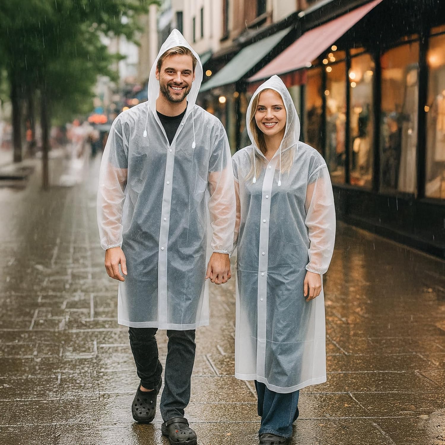 10 Pack Reusable Rain Ponchos for Adults Waterproof EVA Raincoats with Drawstring Hood Portable Rain Jackets Emergency Poncho for Outdoor Travel Camping Hiking - Image 2