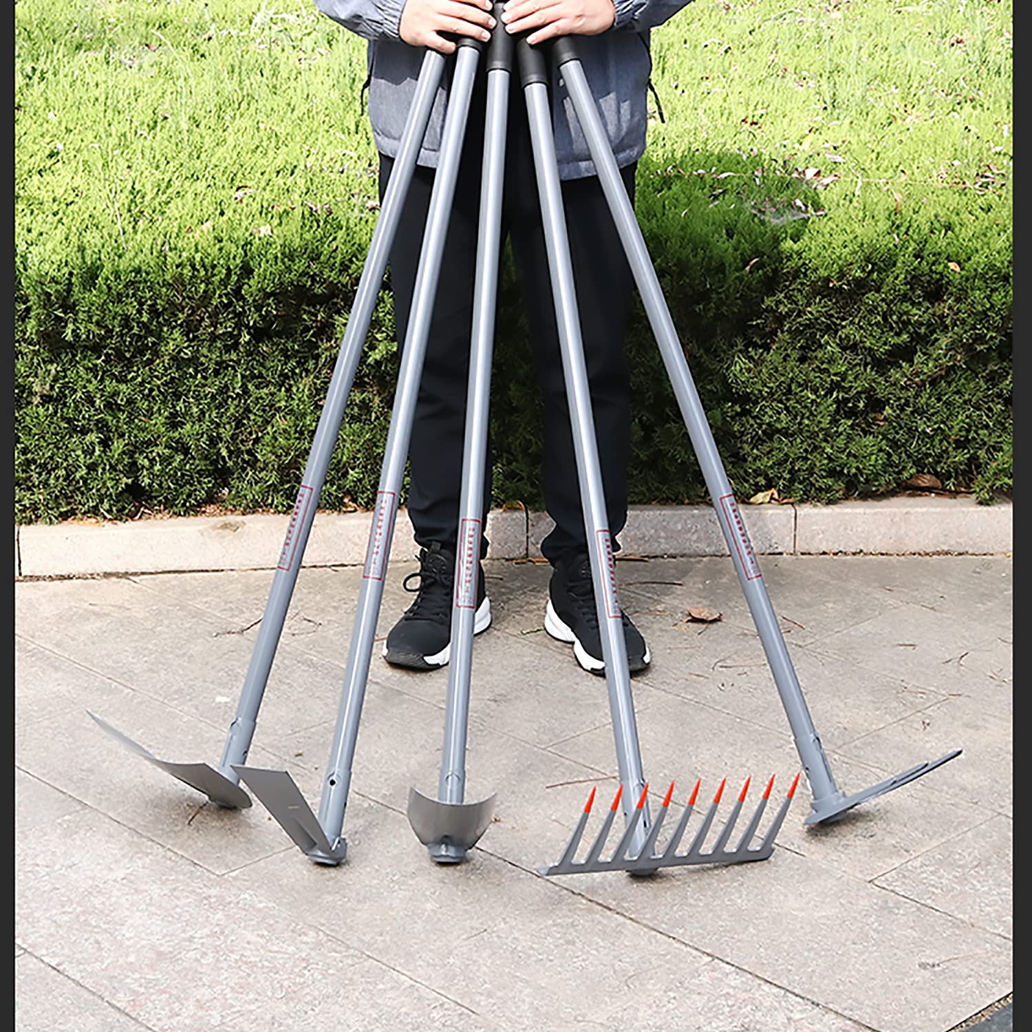 Juego de Espadas para Herramientas de jardín,Palas de excavación de Acero al manganeso Que Incluyen una Pala con Cabeza de Flecha para jardinería,un rastrillo de jardín,una azada (7 Piece Set)