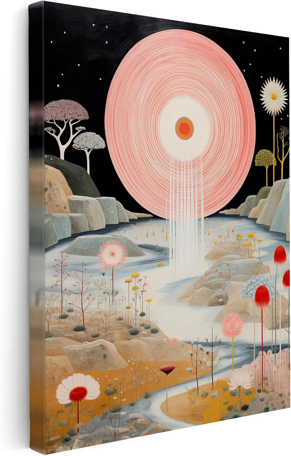 Poster Master Trippy Space Canvas - Psychedelic Print - Weird Landscape Art - Trendy Gift for Men & Women - Modern Abstract Wall Decor for Living Room, Bedroom or Dorm - 8x10 STRETCHED Canvas
