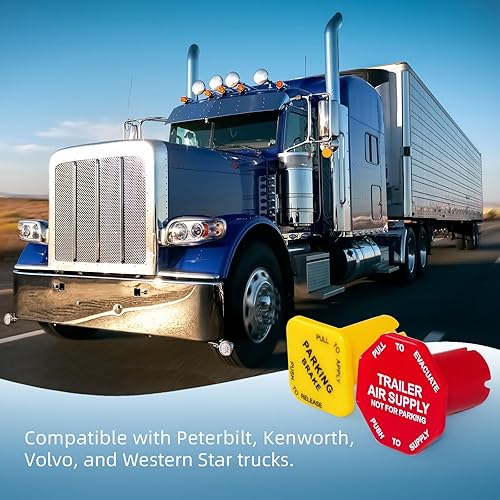 Miniatura 3 de 298818N - Juego de pomos de freno de aire de estacionamiento para semirremolques de camión y 298817N rojo para remolque de tractor de 58 0.62