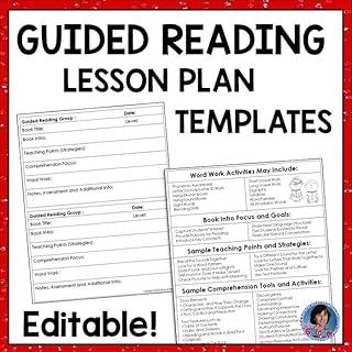 ☆ Guided Reading Lesson Plan Templates {Editable ...