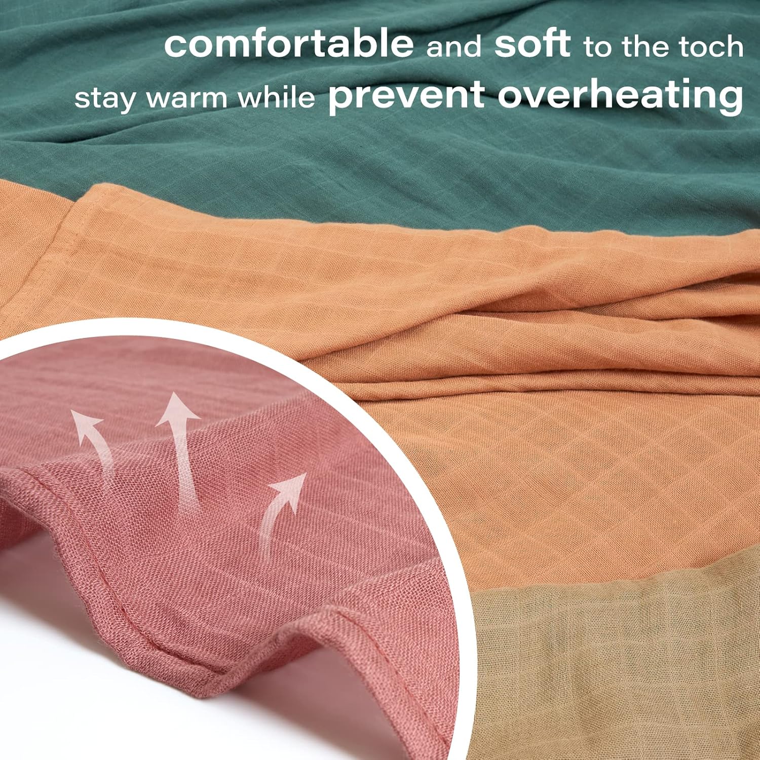 Meracorallo Muslin Swaddle Blanket, 4 Pack Neutral Swaddle Blankets, Silky Soft Receiving Blanket, Soild Color Swaddle Wrap for Baby Boys and Girls, 47 x 47 inches