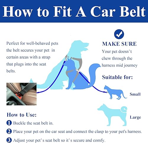 Miniatura 5 de Cinturón de seguridad para perro para automóvil. Paquete de 2 cinturones de seguridad ajustables para perros. Correa ajustable, tela de nailon