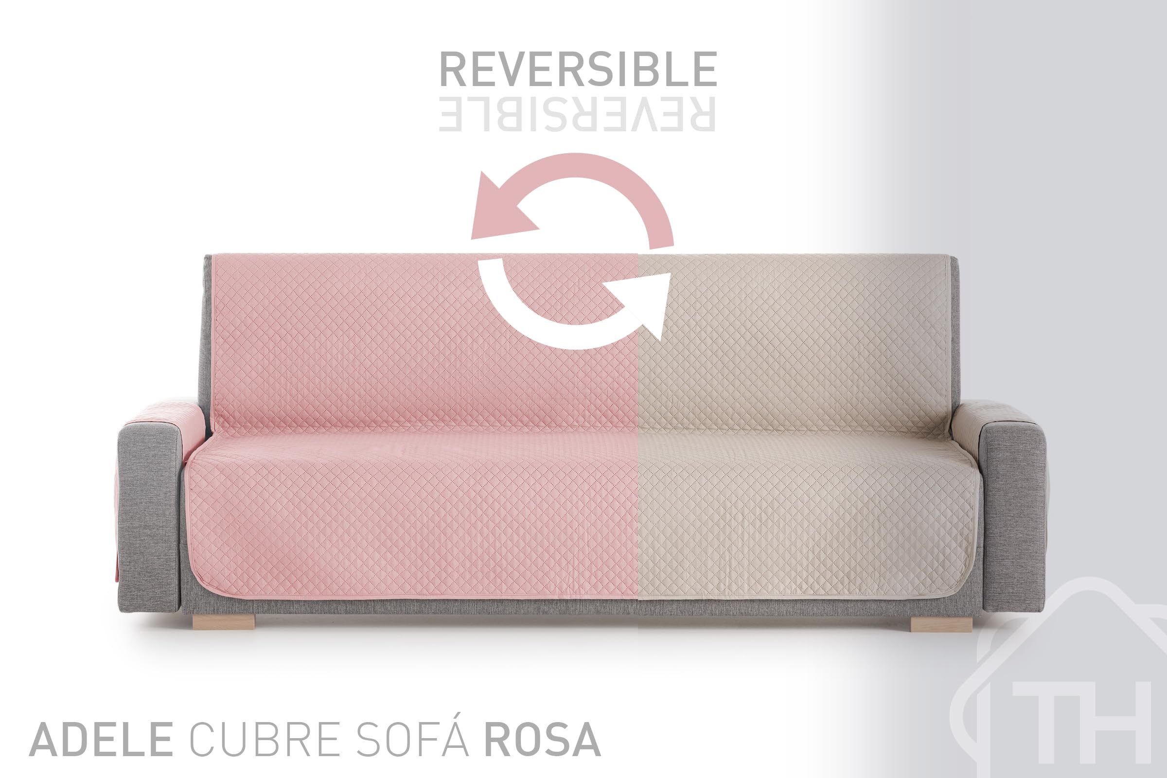 textil-home Salvadivano trapuntato Copridivano ADELE 2 posti REVERSIBILE. Colore Rosa