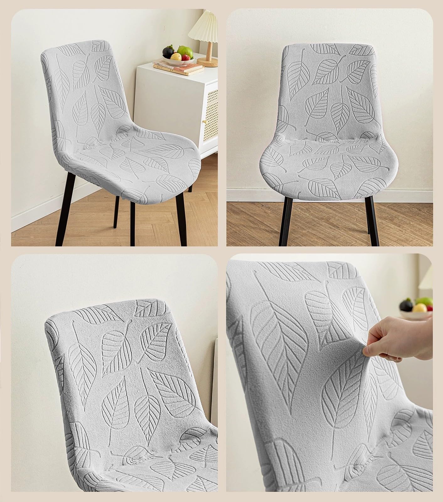 Coprisedie per Sala da Pranzo Set da 1/2/4/6,Coprisedie con Schienale Curvo in Stile Moderno di Metà Secolo,per Cucina Sala da Pranzo Hotel(Light Gray,6 Set)