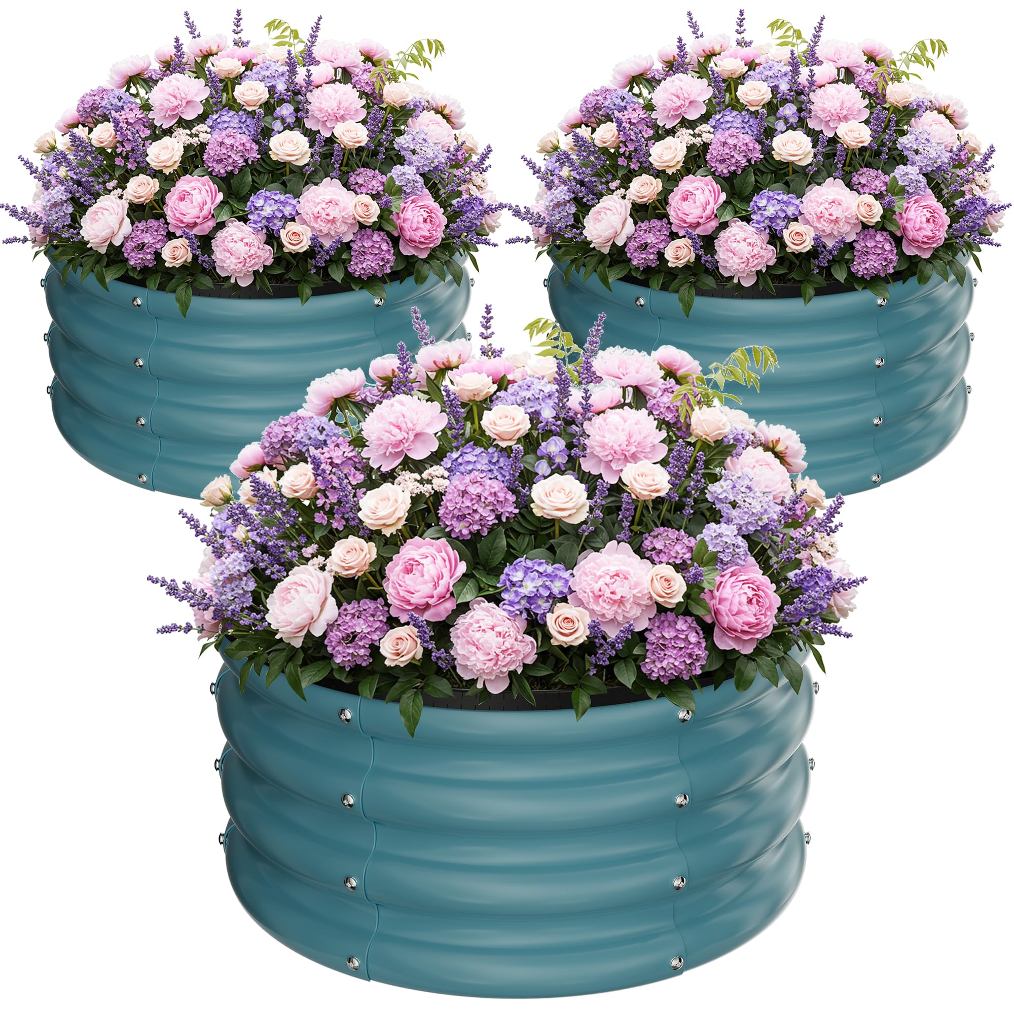 ZXZYHFTY Circle Raised Garden Bed in Blue - 3 Pack