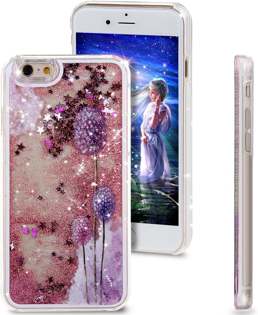 iPhone 6s case,iPhone 6 case, liujie Liquid, Cool Quicksand Moving-Stars Bling Glitter Floating Dynamic Flowing Case Liquid Cover for iPhone 6 (Three Flower-red)