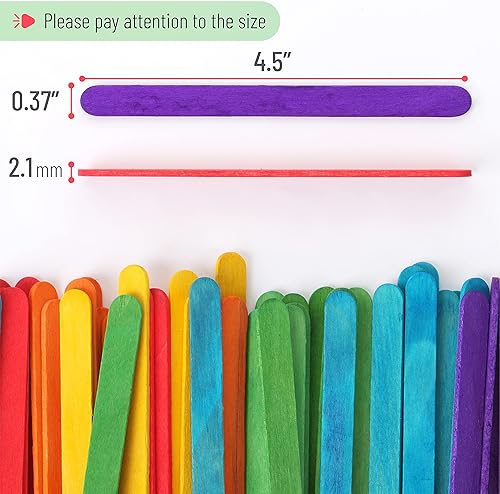 Vista 3 de Mr. Pen - Palitos de paletas de colores, palitos de madera de colores arcoíris para manualidades, paquete de 200, 4.5 pulgadas, suministros