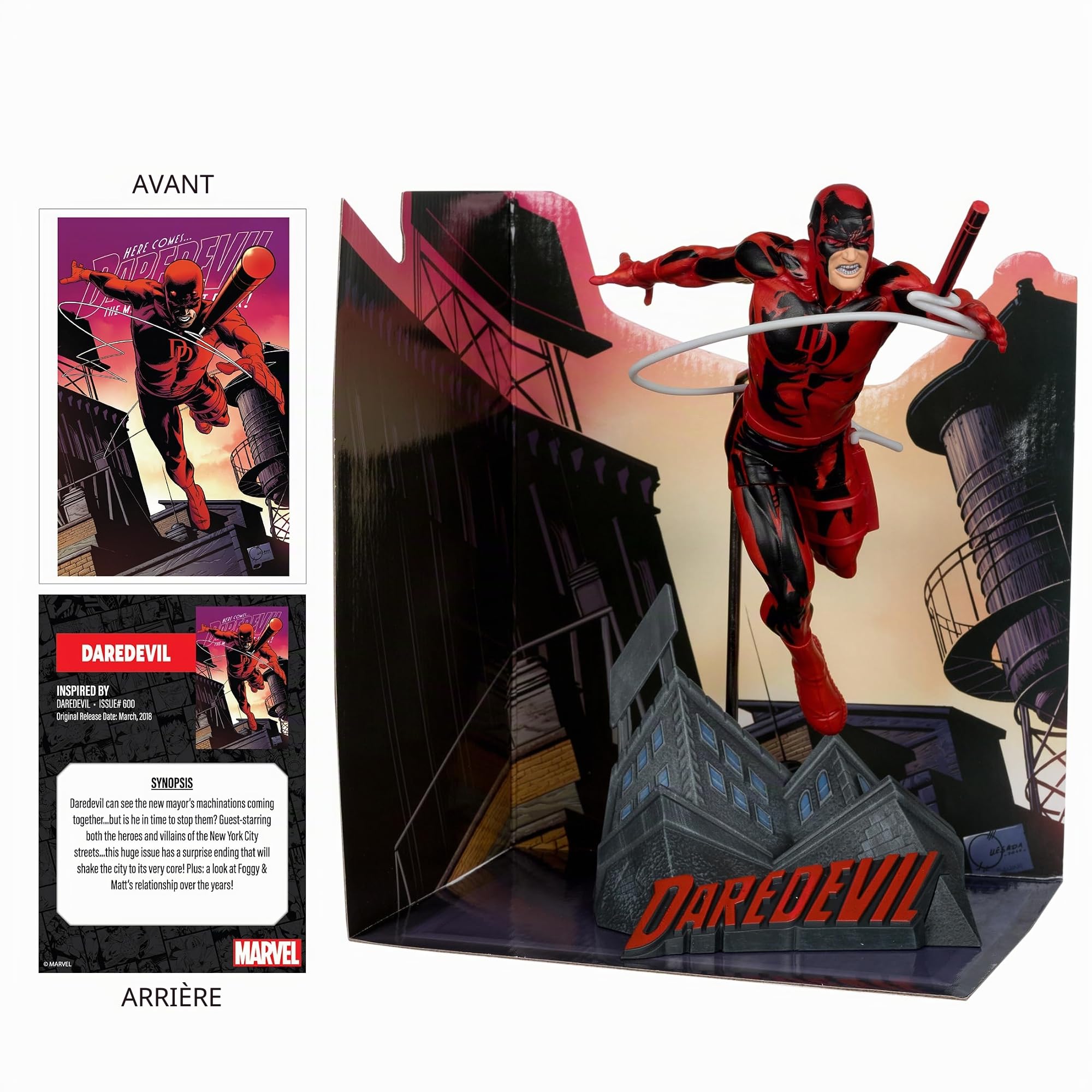 McFarlane Toys - Marvel Daredevil à l'échelle 1:10ème à Collectionner avec scène (Daredevil #600)