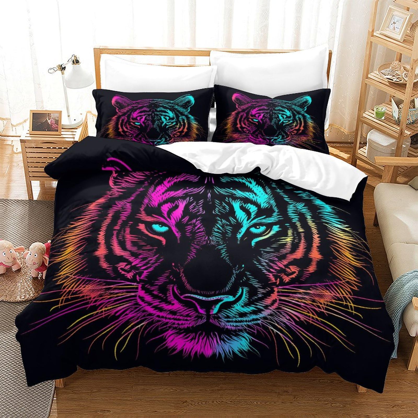 Parure de lit king size anti-plis en microfibre pour éviter le repassage fastidieux