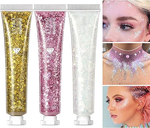 Miniatura 2 de Paquete de 6 esmaltes de gel con purpurina corporal para cuerpo, cara, ojos, cabello, uñas, maquillaje líquido líquido de larga duración brillante